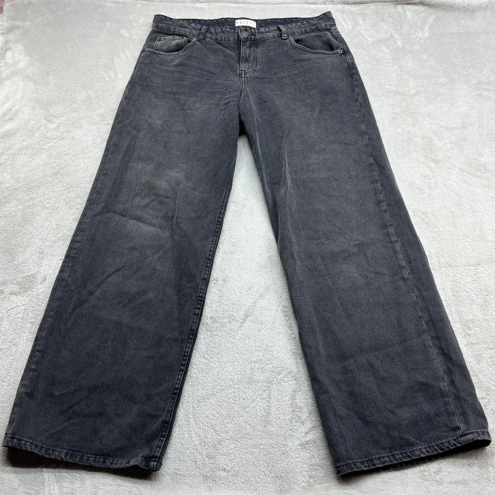 Motel Parallel Jeans Women's 32 Black Wide Leg HR Denim Y2K Retro Skater Baggy